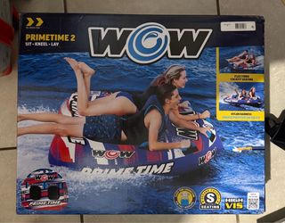 WOW Watersports Prime Time 2 Person Inflatable Towable Tube for Boating, Children to Adults 12+