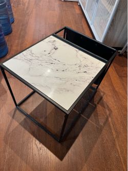 Faux Marble & Metal Accent Table