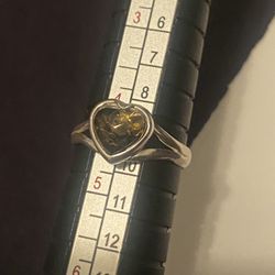 Heart Shape Green Amber Ring