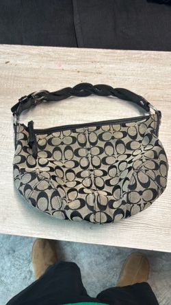 Coach #11858 Black Jacquard Braided HOBO Bag Excellent Used Condition
