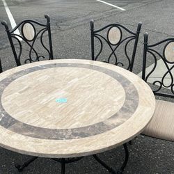 Marble Like Table With 4 Chairs 