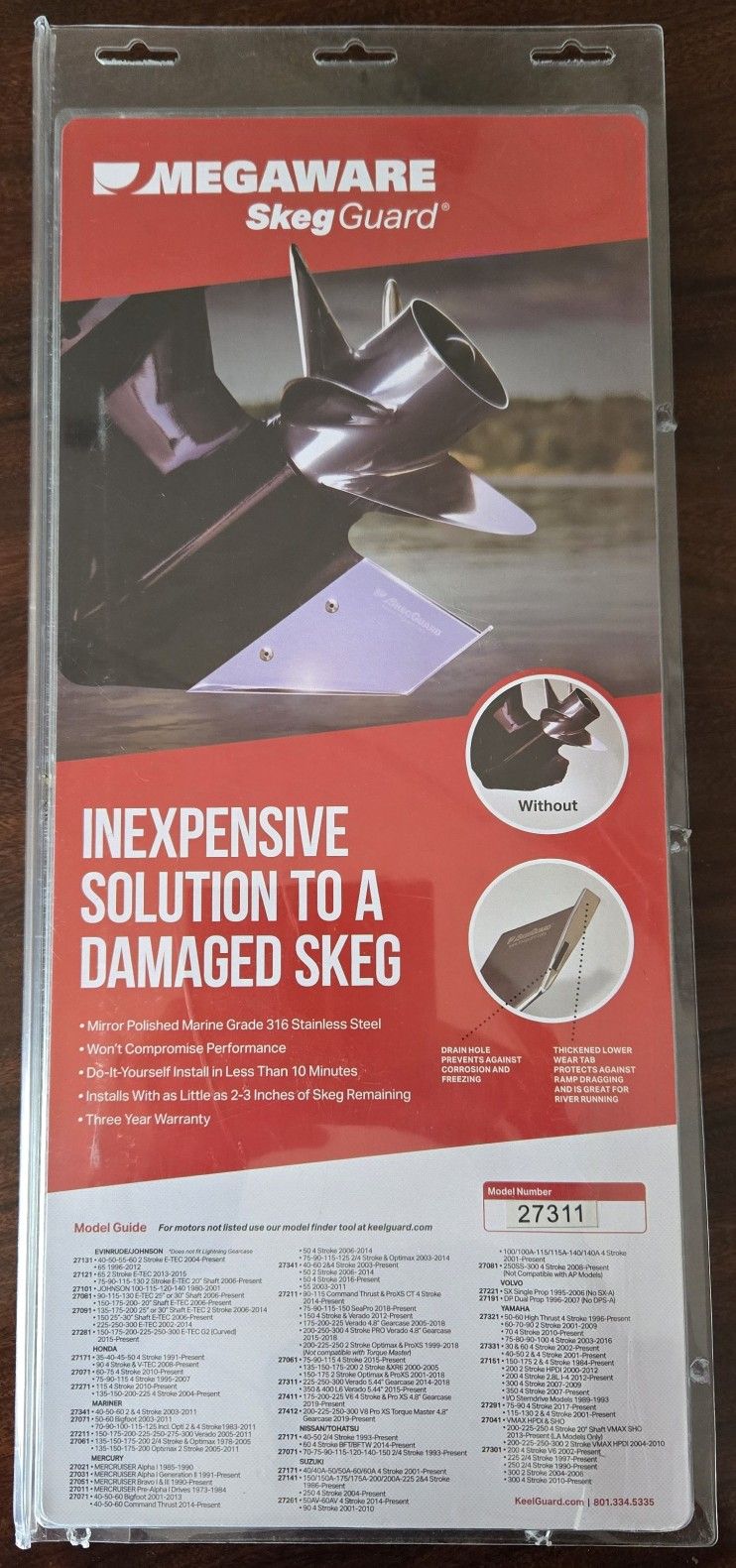 Megaware 27311 Skegguard Stainless Steel Replacement Skeg