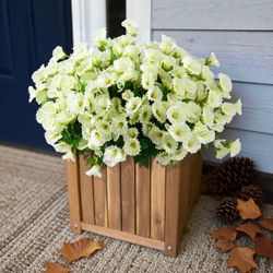 Artificial Morning Glory Flowers Plants for Outdoor 8 Pcs Faux Silk Petunias Flower Realistic Faux Flowers Plants for Outside Planter Porch Yard Patio