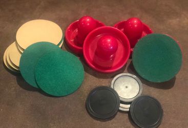 4Pcs Air Hockey Table Goalies with 4 Pucks, Plus 7 Replacement Felts