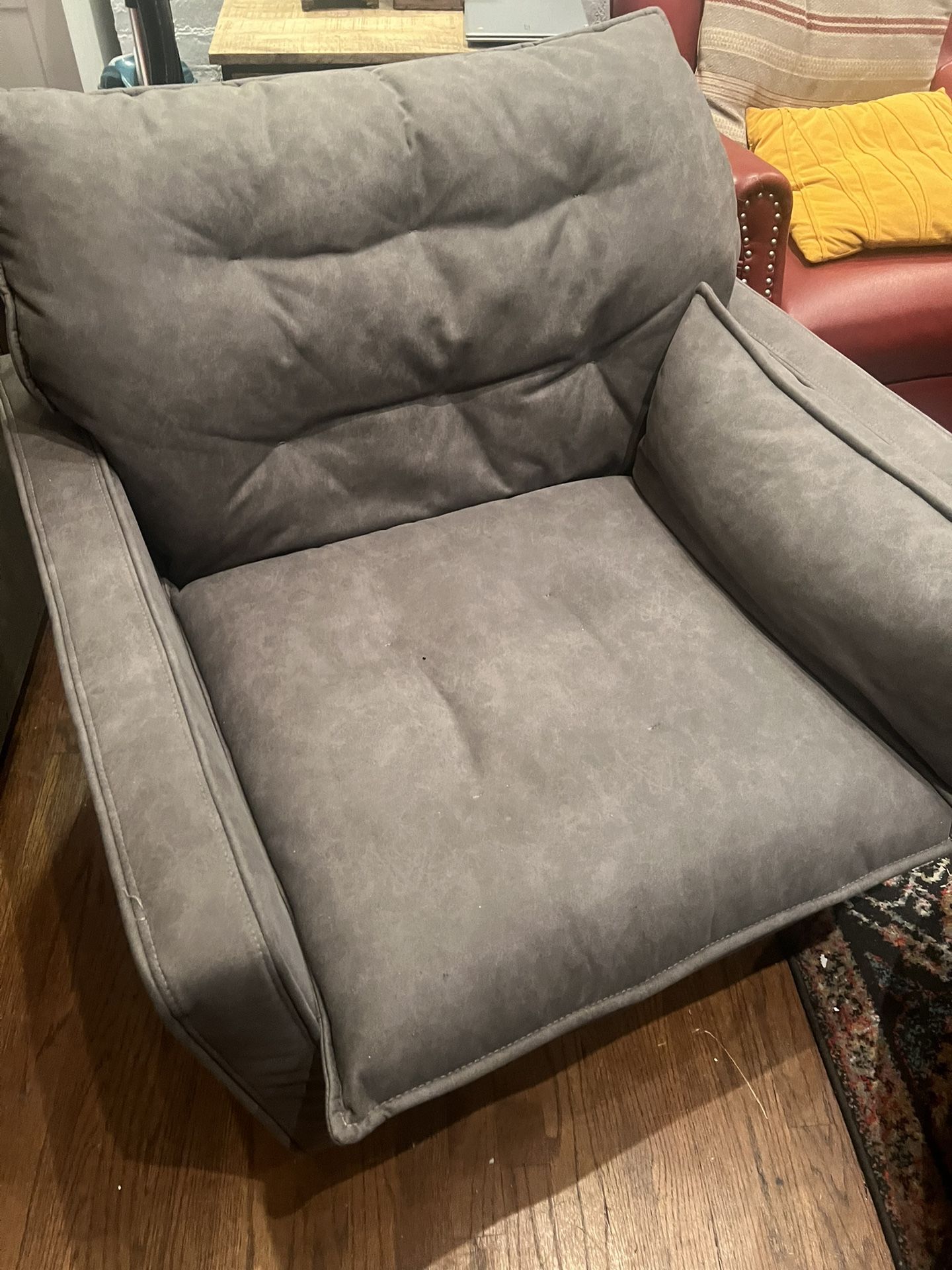 Gray Faux Leather Swivel Chair