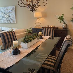 Beautiful Glass Dining Room Set With 4 Upholster Chairs