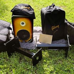 Gibson LP8 Powered Active Monitors Pair W Covers and stands Flamed Maple arch top Set LP-8 100th