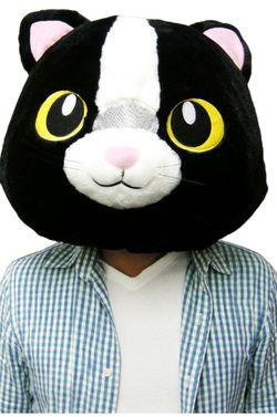 Sazac Cosplay Party 4 Seasons Global Large Black Cat Head Costume Furry Kitten