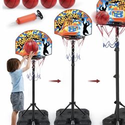 JOYFY 2.8 ft-6.2 ft Adjustable Kids Basketball Hoop with 4 Balls