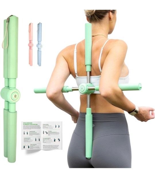 Posture Corrector Yoga Cross Stick - Back Pain Relief for Men Women - Back Stretcher and Straightener for Upper and Lower back - Stretch Pole - Neck h