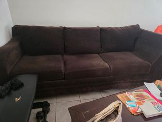 Dark Brown Fabric 3-Seat Sofa