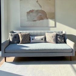 West Elm Mid-Century Modern Gray Upholstered Sofa