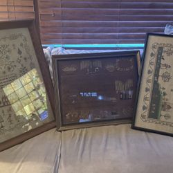 3 Vintage Samplers In Frames With Glass