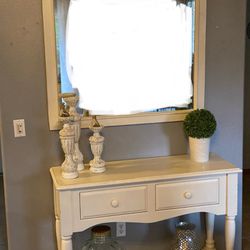 Cabinet Table & Mirror