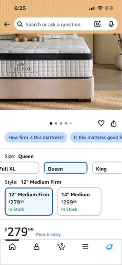 Zelbio Queen Mattress 12 Inch Medium Firm