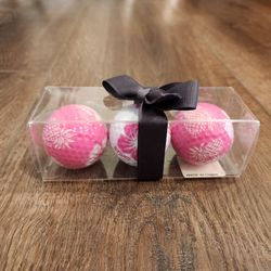New 3 Royal Hawaiian Logo Golf Balls tropical pineapple and hibiscus flower designs.