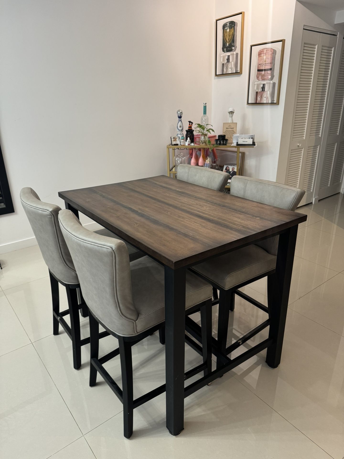 Modern Counter-Height Dining Table Set (4 Chairs)