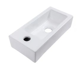15 in.Wall Mount Floating Rectangular Lavatory Vanity Vessel Sink in White with Single Faucet Hole