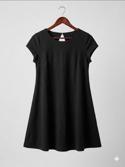 Black Cap Sleeve A-Line Dress