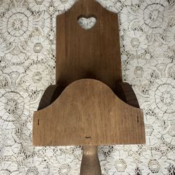 Vintage Wood Candle Wall Sconce with Heart Cut-out, Candle Scoop Box w/ Handle