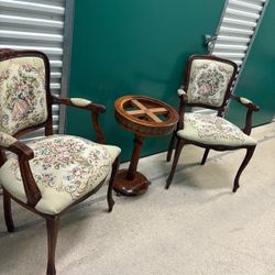 ANTIQUE French Louis XV/XVI style tapestry armchairs