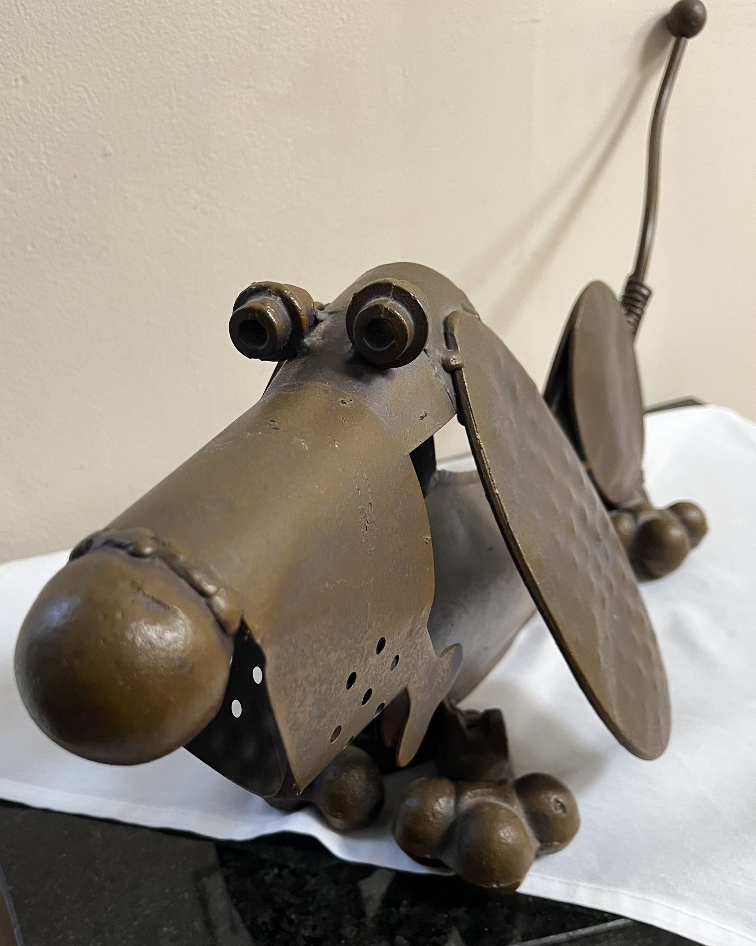 VINTAGE LARGE METAL DACHSHUND SCULPTURE