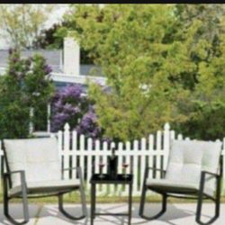 3 Pcs Rocking Chairs Bistro Set