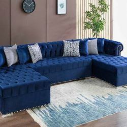 Lauren Velvet Maroon Double Chaise Sectional

