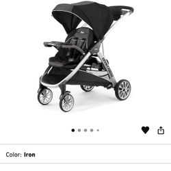 Chicco BravoFor2 Standing/Sitting Double Stroller - Iron | Black/Grey