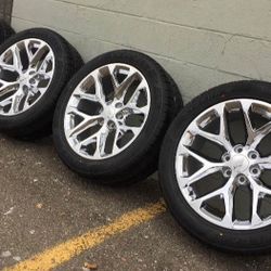 22” CHEVROLET CHEVY TAHOE SILVERADO SUBURBAN ESCALADE SNOWFLAKES CHROME NEW RIMS WHEELS TIRES 
