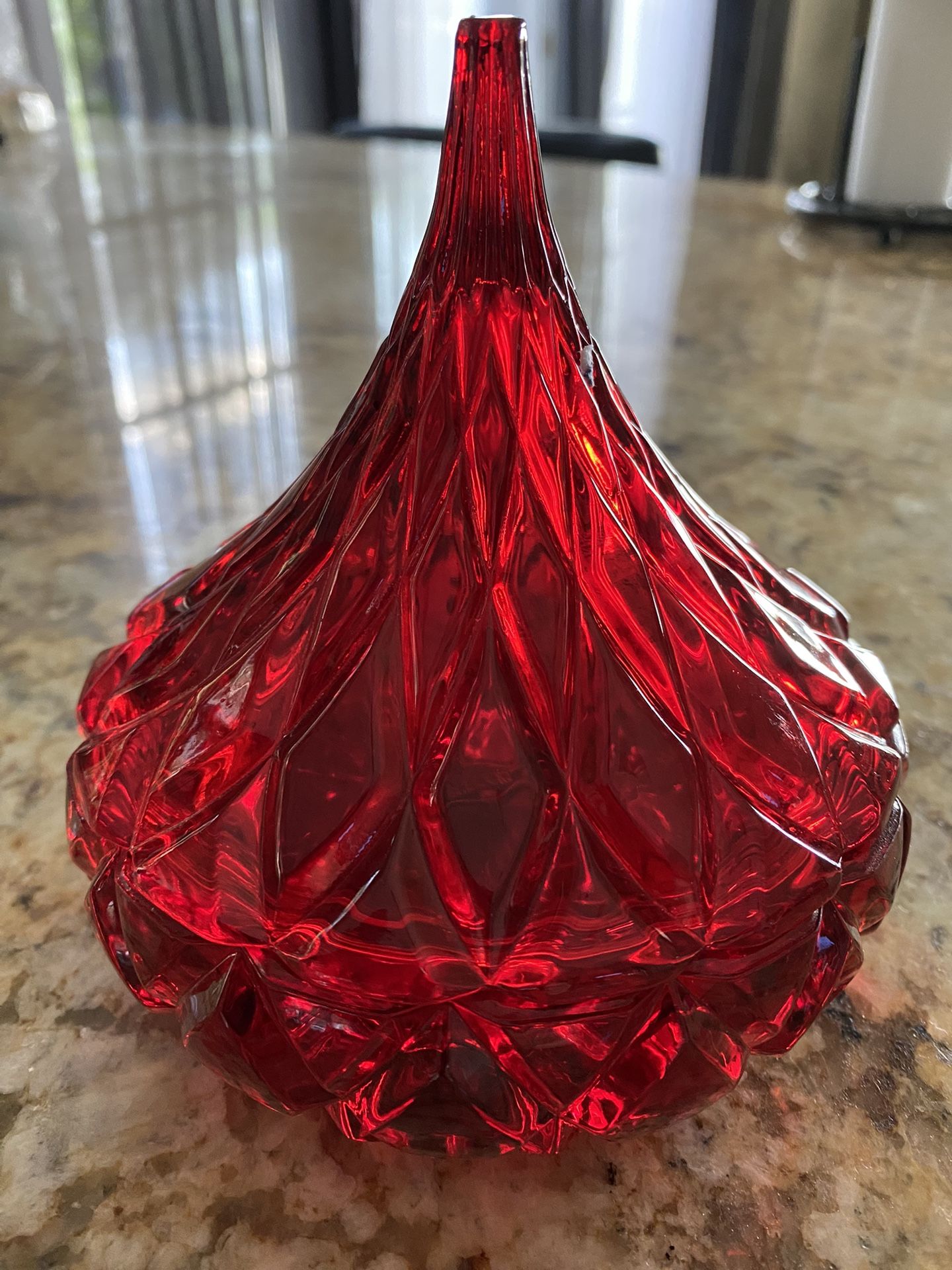 Vintage Godinger Crystal Red Hershey's Kiss Candy Dish