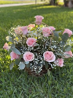 2 Dozen Roses Basket Arrangement