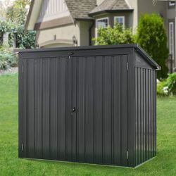 Dark Gray Galvanized Steel Trash and Recyclables Storage Shed Home Outdoor Use