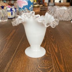 Milk Glass And Clear Vase