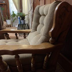 Matching Wooden Couch And Loveseat