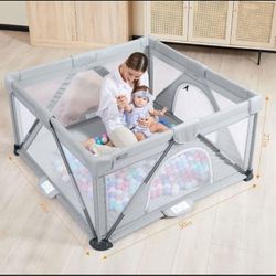 ANGELBLISS WL-01 Foldable Baby Playpen with Mesh & 50 Balls – 50"x50"