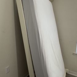 Bed frame white with mattress with cover