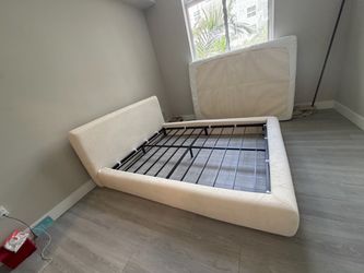 Queen Size Upholstered Bed Frame – Cream