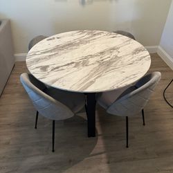 Round Marble Dining Table Set 