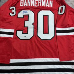 Murray Bannerman Signed Autograph Custom Jersey-JSA Coa- Chicago Blackhawks
