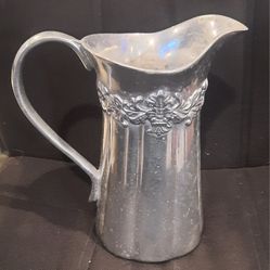Pewter Pitcher / Vase with metal flowers 