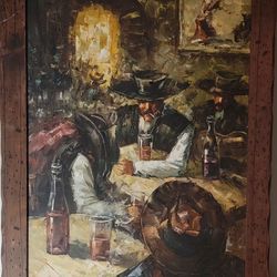 VINTAGE REAR OIL ON CANVAS PAINTING SIGNED BY F. DRESSEN 30x41" FRAMED