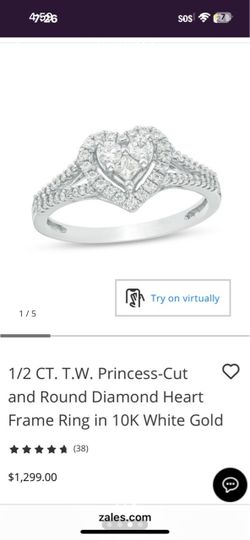 1/2 CT. T.W. Princess-Cut and Round Diamond Heart