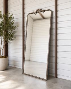 Mid-Century Ravena 30" x 65" Floor Mirror – Silver – Open Box Like New