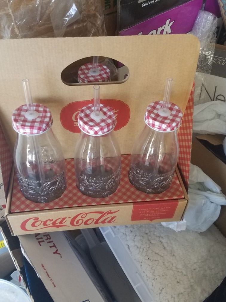 Glasses Coca Cola Vintage Bottles Set Of 6 New