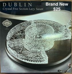 Dublin Crystal Five Section Lazy Susan Brand New