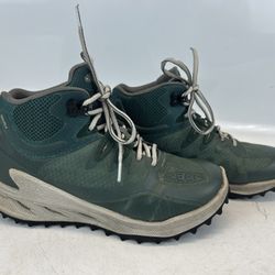 KEEN Zionic Mid Waterproof Hiking Boots Dark Forest Sea Moss Womens Sz 7.5