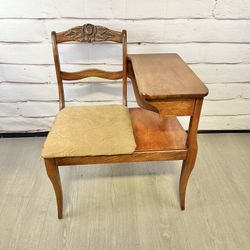 Vintage Gossip Bench Chair W/ Side Table