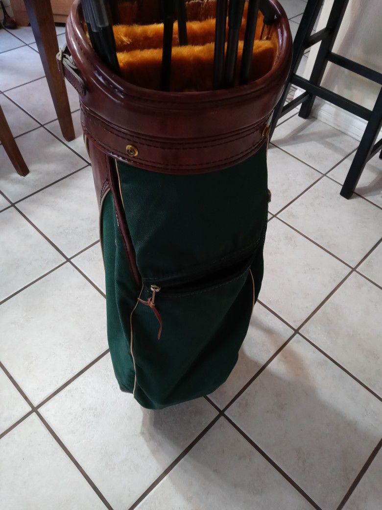 Vintage golf bag, clubs with iron shafts - Checked fabric - Catawiki