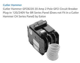 Cutler Hammer GFCB220 20 amp 2 pole GFCi circuit breaker interrupter